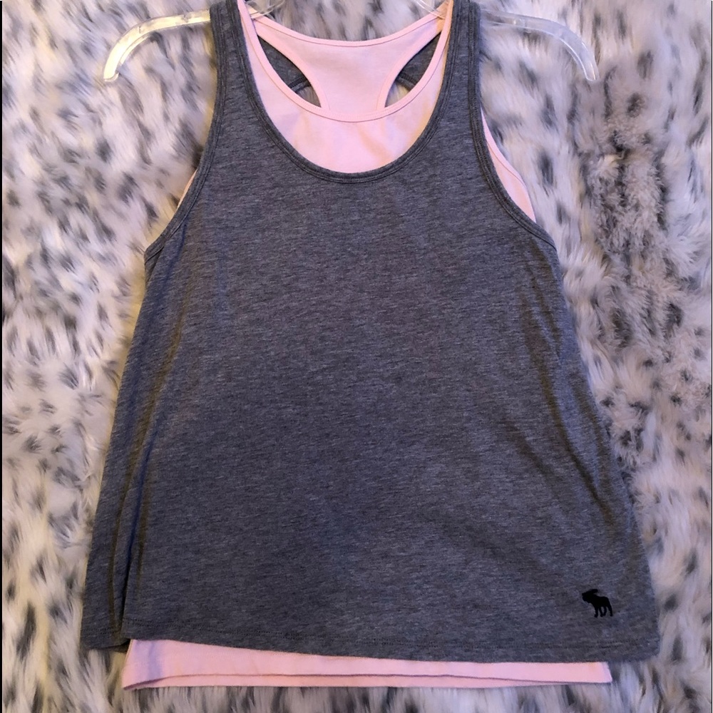 Abercrombie Kids Gray and Pink Tank-top